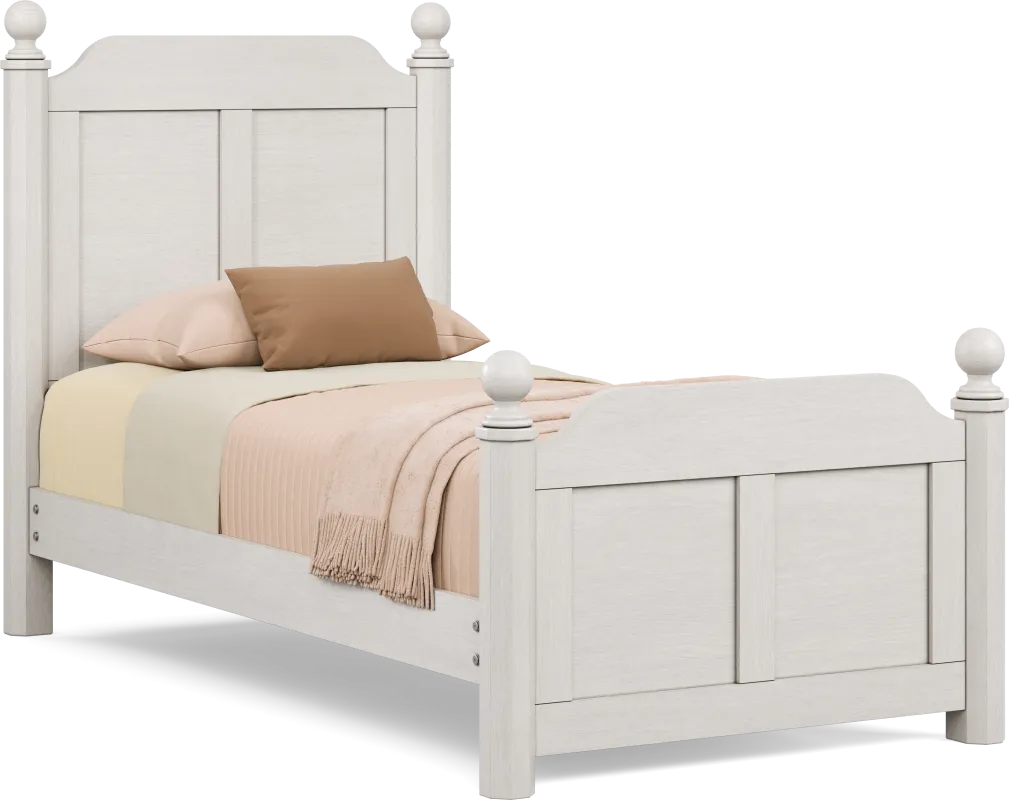 Kids South Bend Washed White Twin Poster Bed