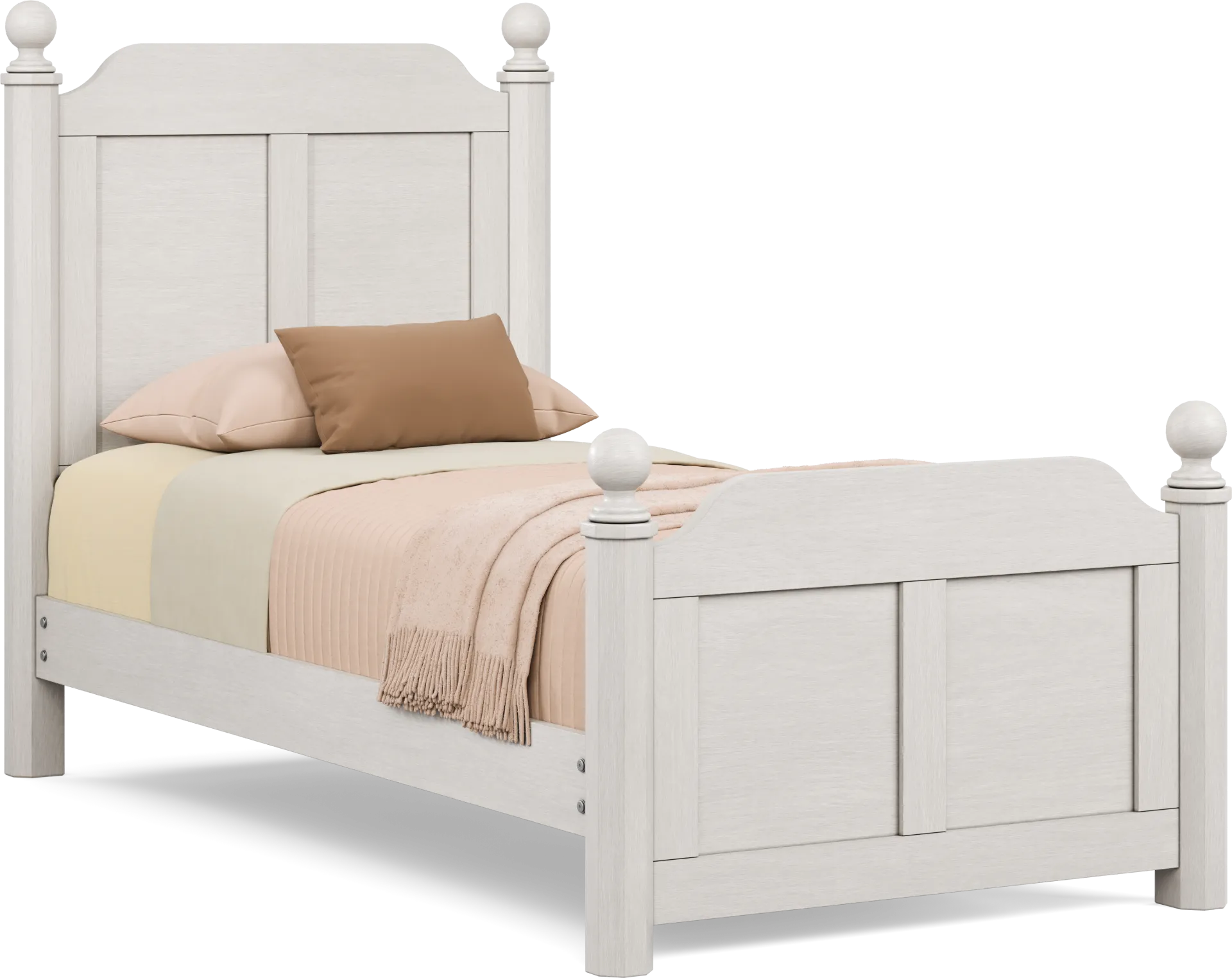 Kids South Bend Washed White Twin Poster Bed - Image 1