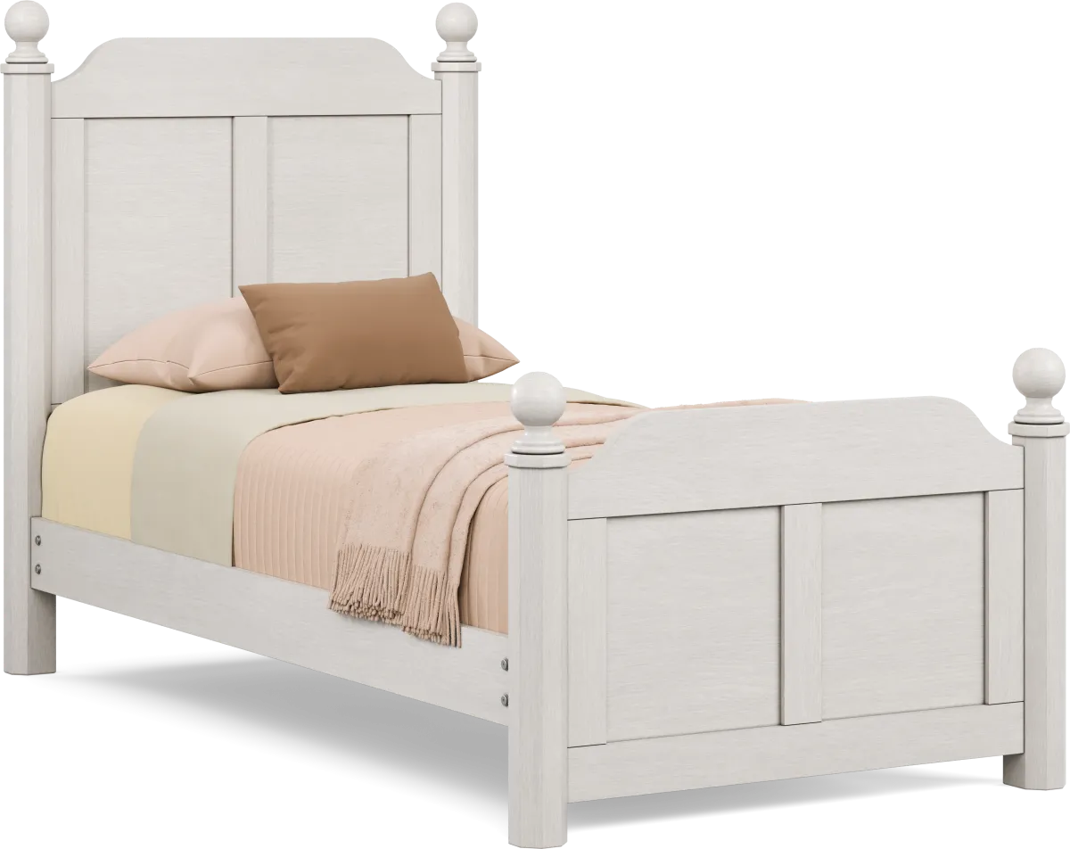 Curated visual reference: Fresh Look at Regen South Bend Washed White 3 Pc Twin Poster Bed