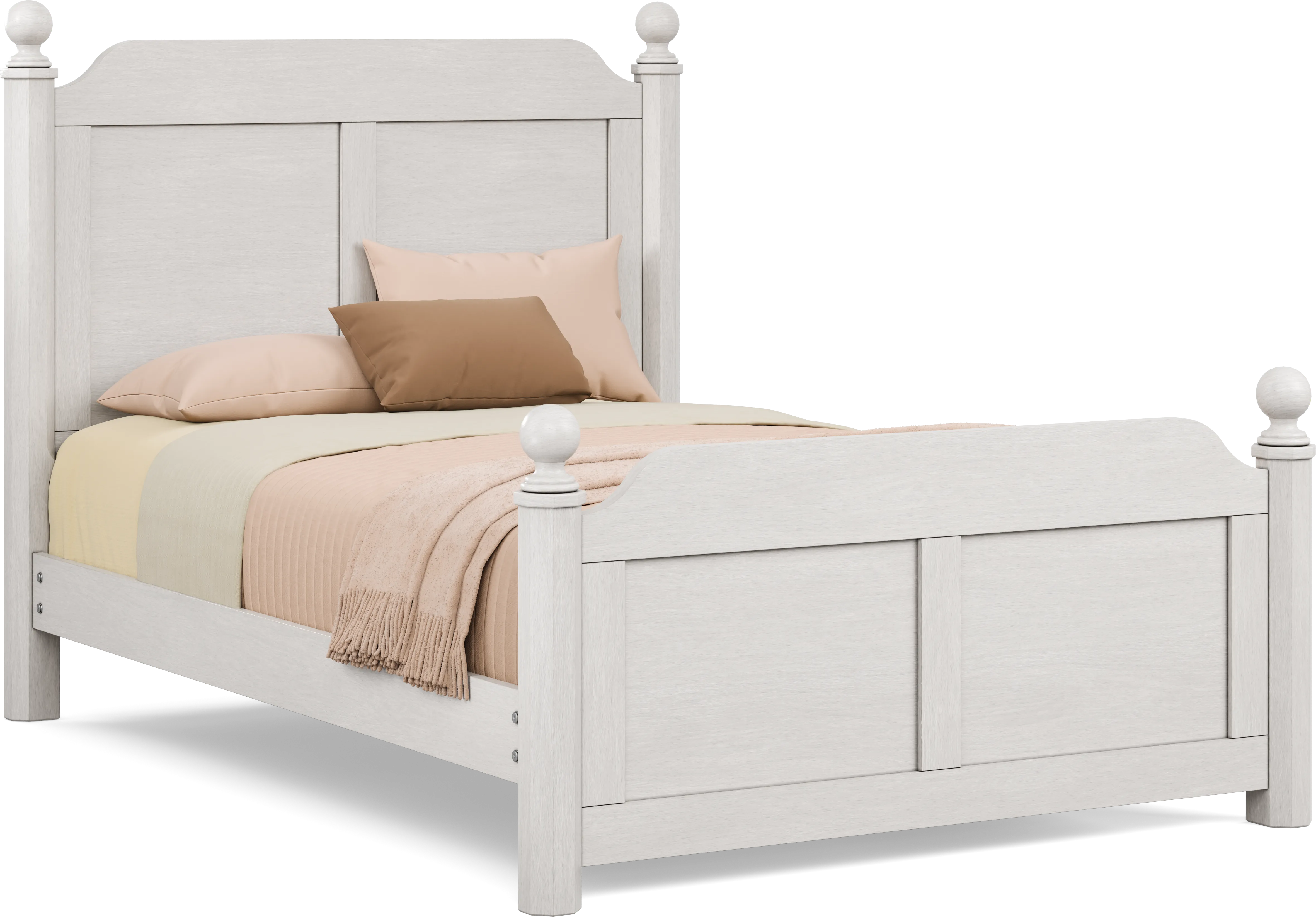 Kids South Bend Washed White Full Poster Bed - Thumbnail - Image 1