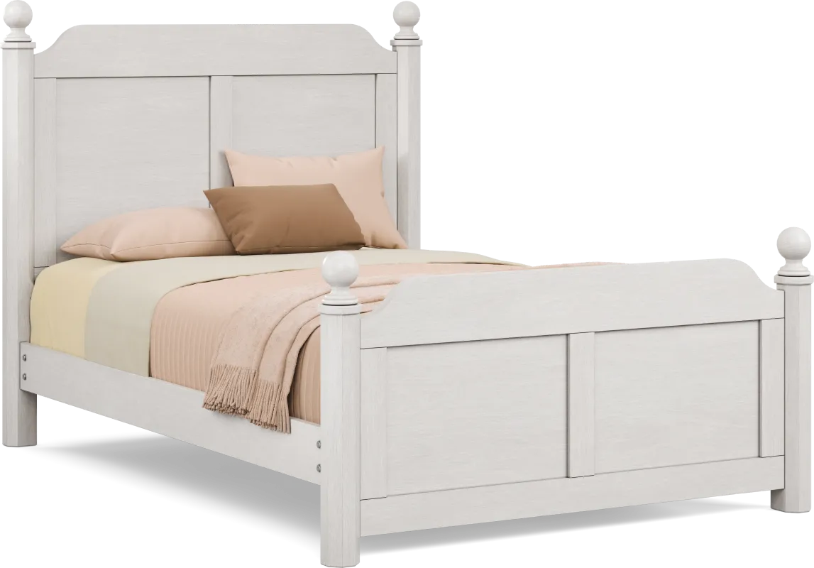 Kids South Bend Washed White Full Poster Bed