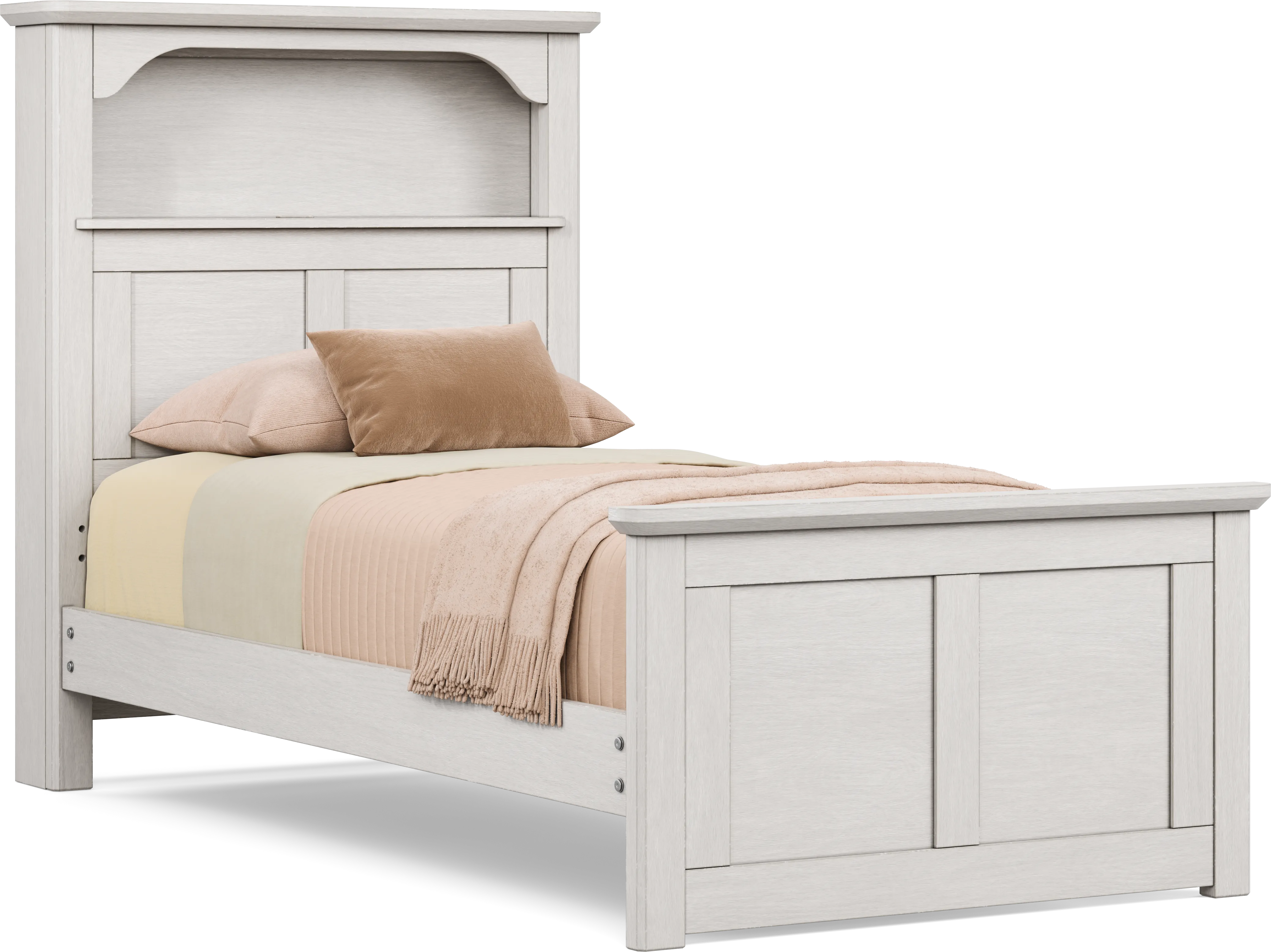Kids South Bend Washed White Twin Bookcase Bed - Thumbnail - Image 1