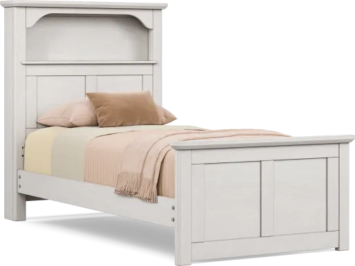 Kids South Bend Washed White Twin Bookcase Bed