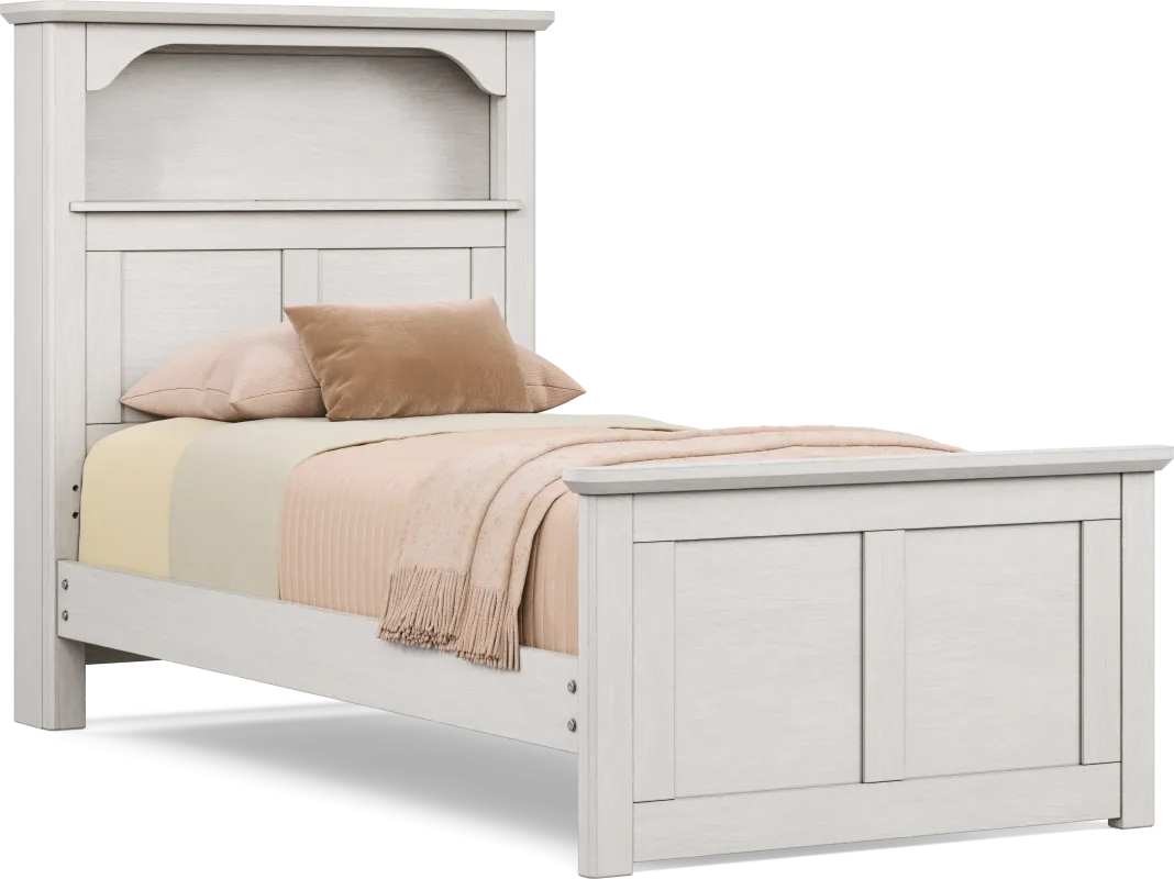 Kids South Bend Washed White Twin Bookcase Bed