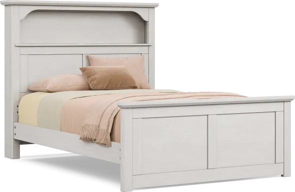 Kids South Bend Washed White Full Bookcase Bed