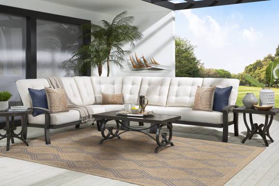 Lake Breeze 4 Pc Outdoor Sectional with Parchment Cushions