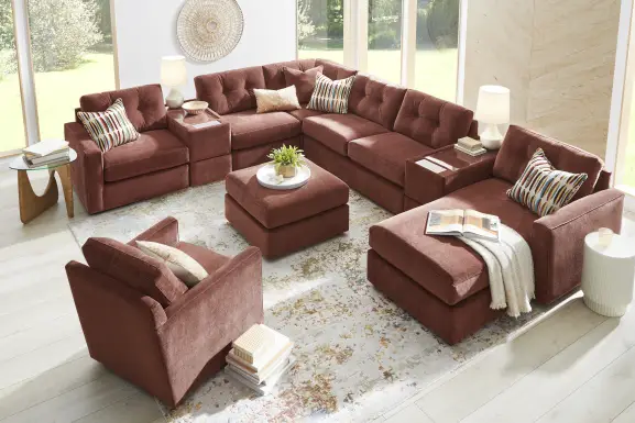 Merlot 7 Pc ModularOne Sleeper with Media Consoles