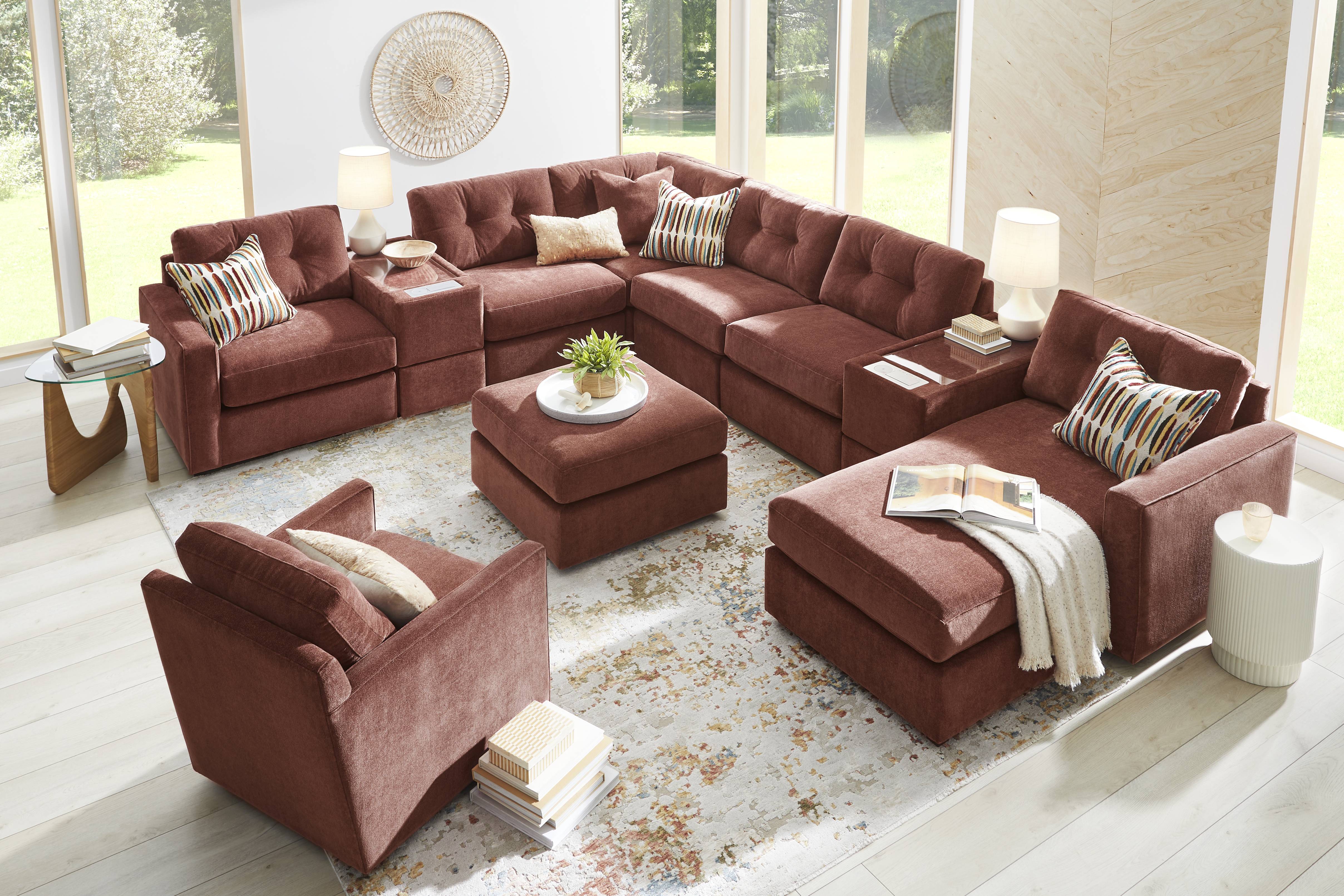 Merlot 8 Pc Power Reclining ModularOne with Media Consoles