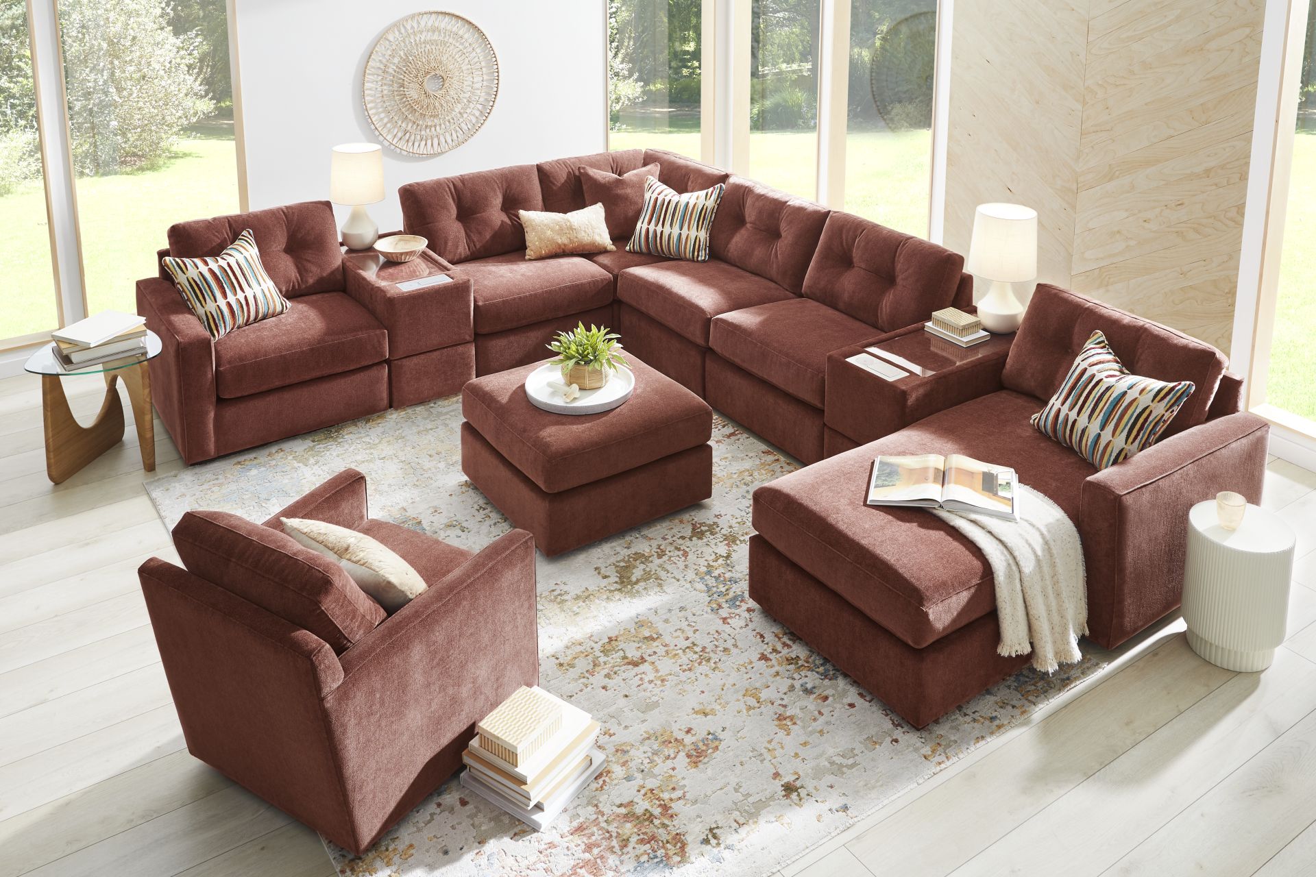 Merlot 8 Pc Power Reclining ModularOne with Media Consoles - Image 2