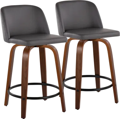 Wymering VII Gray Swivel Counter Height Stool, Set of 2