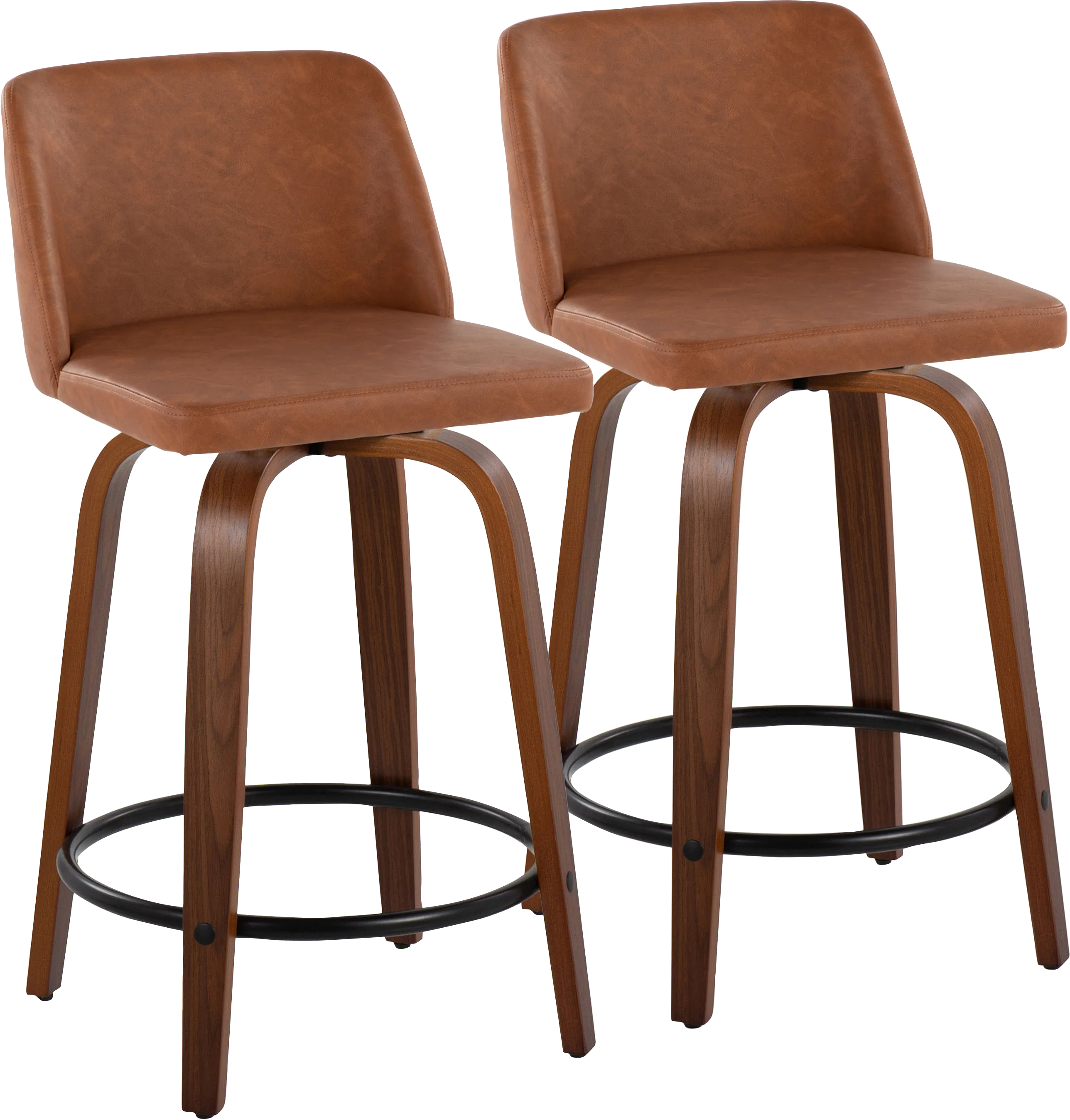 Wymering VII Camel Swivel Counter Height Stool, Set of 2 - Thumbnail - Image 1