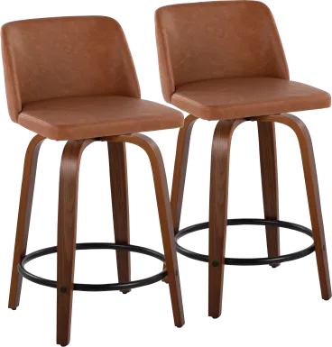 Wymering VII Camel Swivel Counter Height Stool, Set of 2