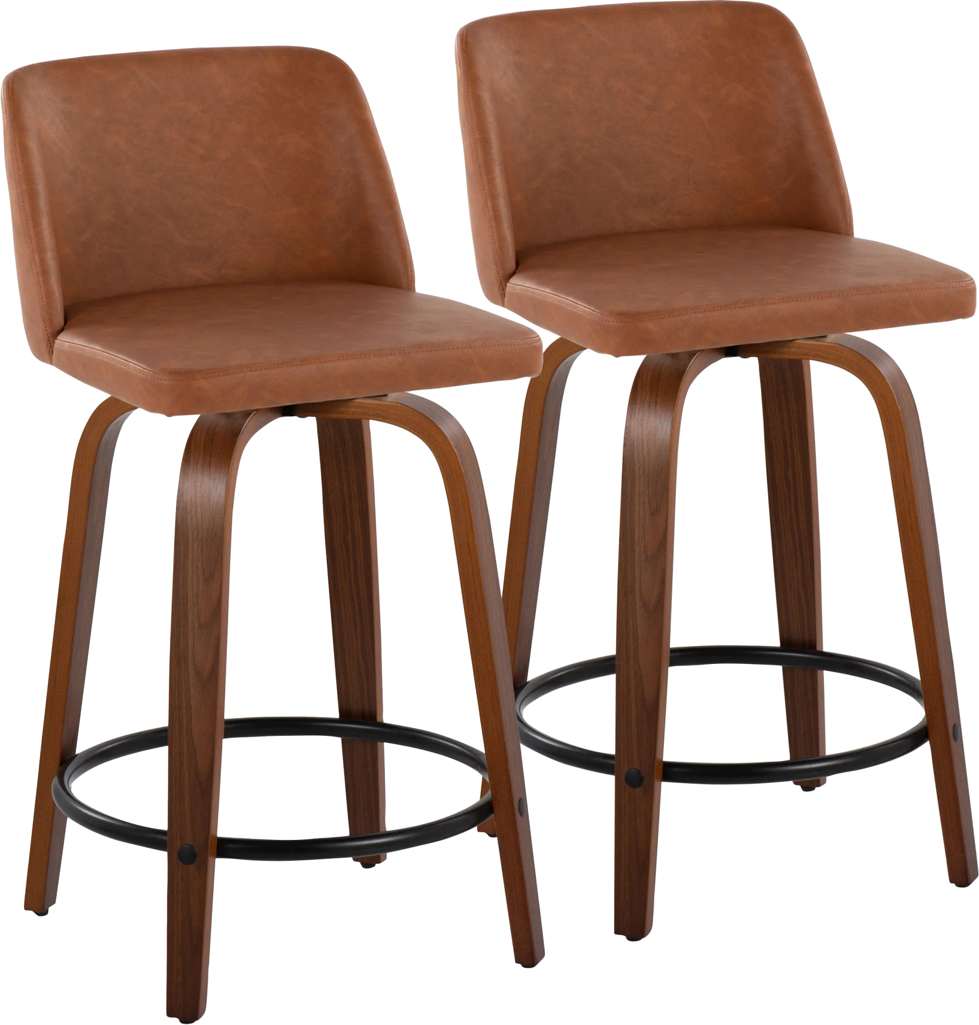 Wymering VII Camel Swivel Counter Height Stool, Set of 2 - Image 1
