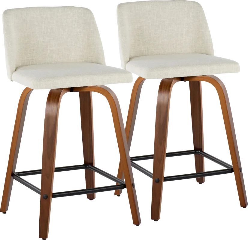 Wymering VIII Cream Swivel Counter Height Stool, Set of 2