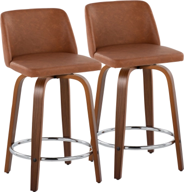 Wymering IX Camel Swivel Counter Height Stool, Set of 2