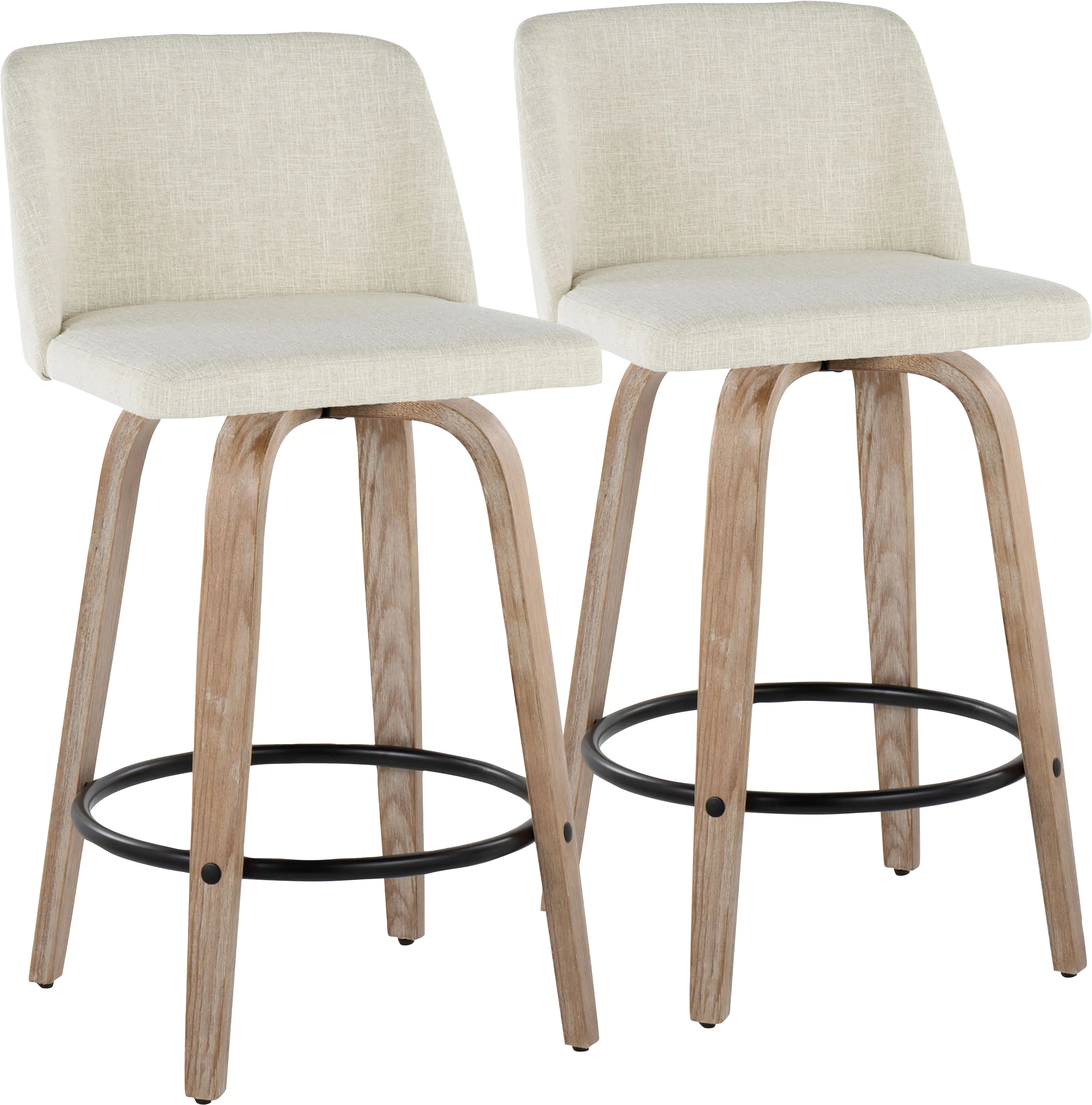 Wymering XII Cream Swivel Counter Height Stool, Set of 2 - Thumbnail - Image 1