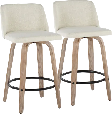Wymering XII Cream Swivel Counter Height Stool, Set of 2