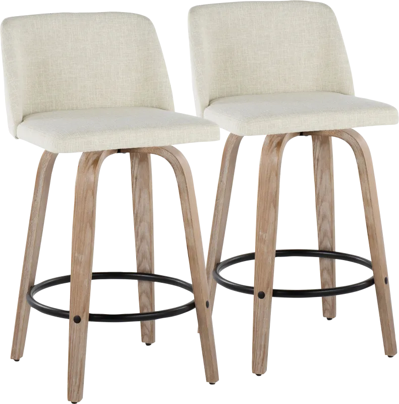 Wymering XII Cream Swivel Counter Height Stool, Set of 2