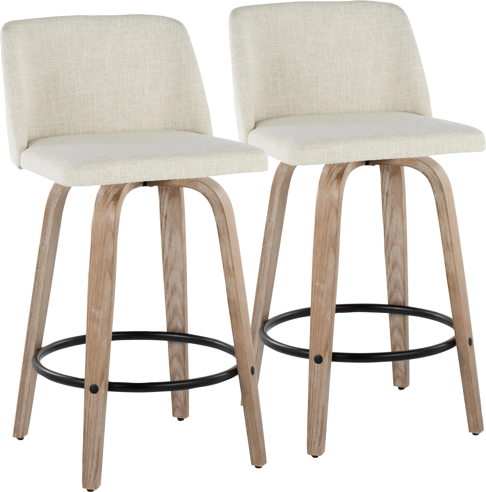 Wymering XII Cream Swivel Counter Height Stool, Set of 2