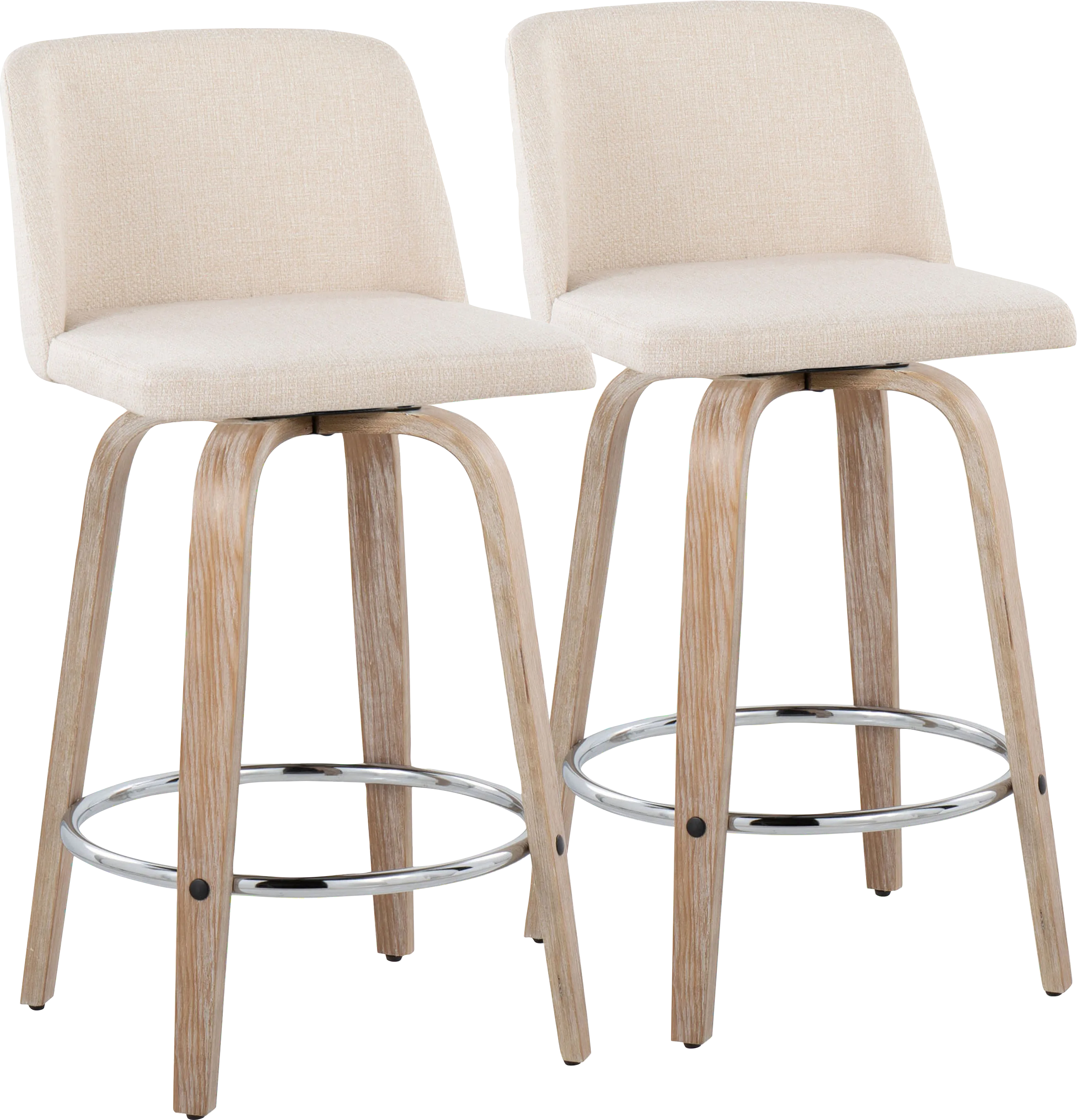 Wymering XII Cream Swivel Counter Height Stool, Set of 2 - Thumbnail - Image 1