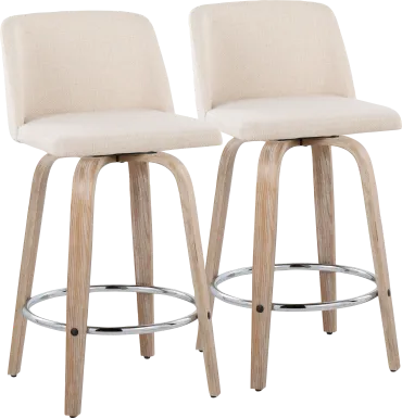 Wymering XII Cream Swivel Counter Height Stool, Set of 2