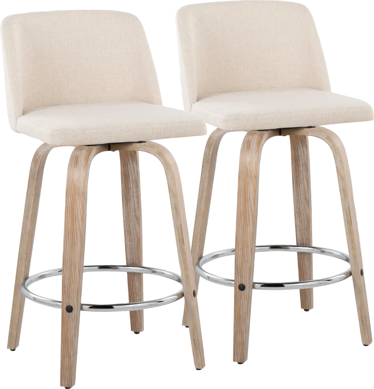 Wymering XII Cream Swivel Counter Height Stool, Set of 2
