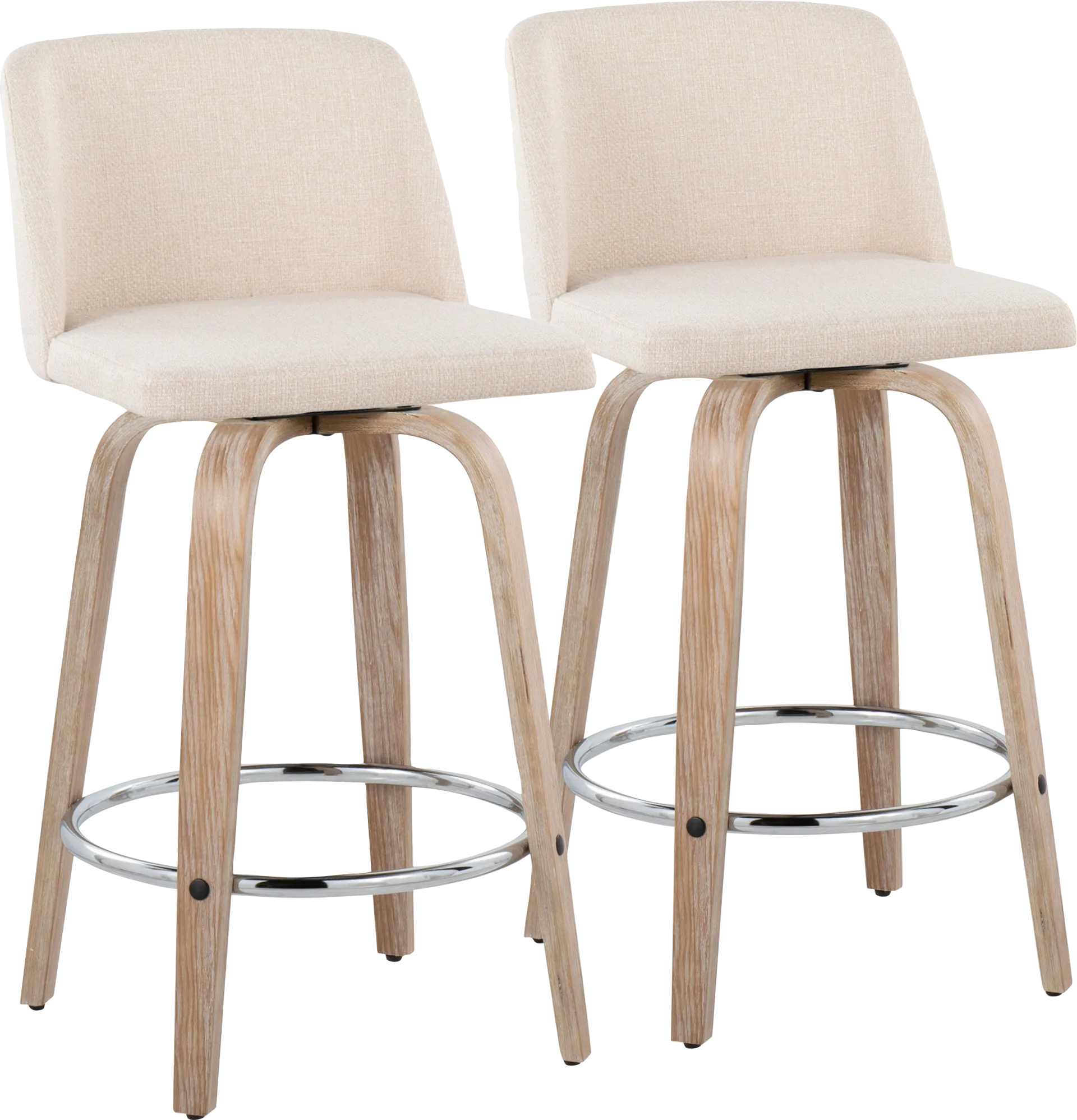 Wymering XII Cream Swivel Counter Height Stool, Set of 2 - Image 1