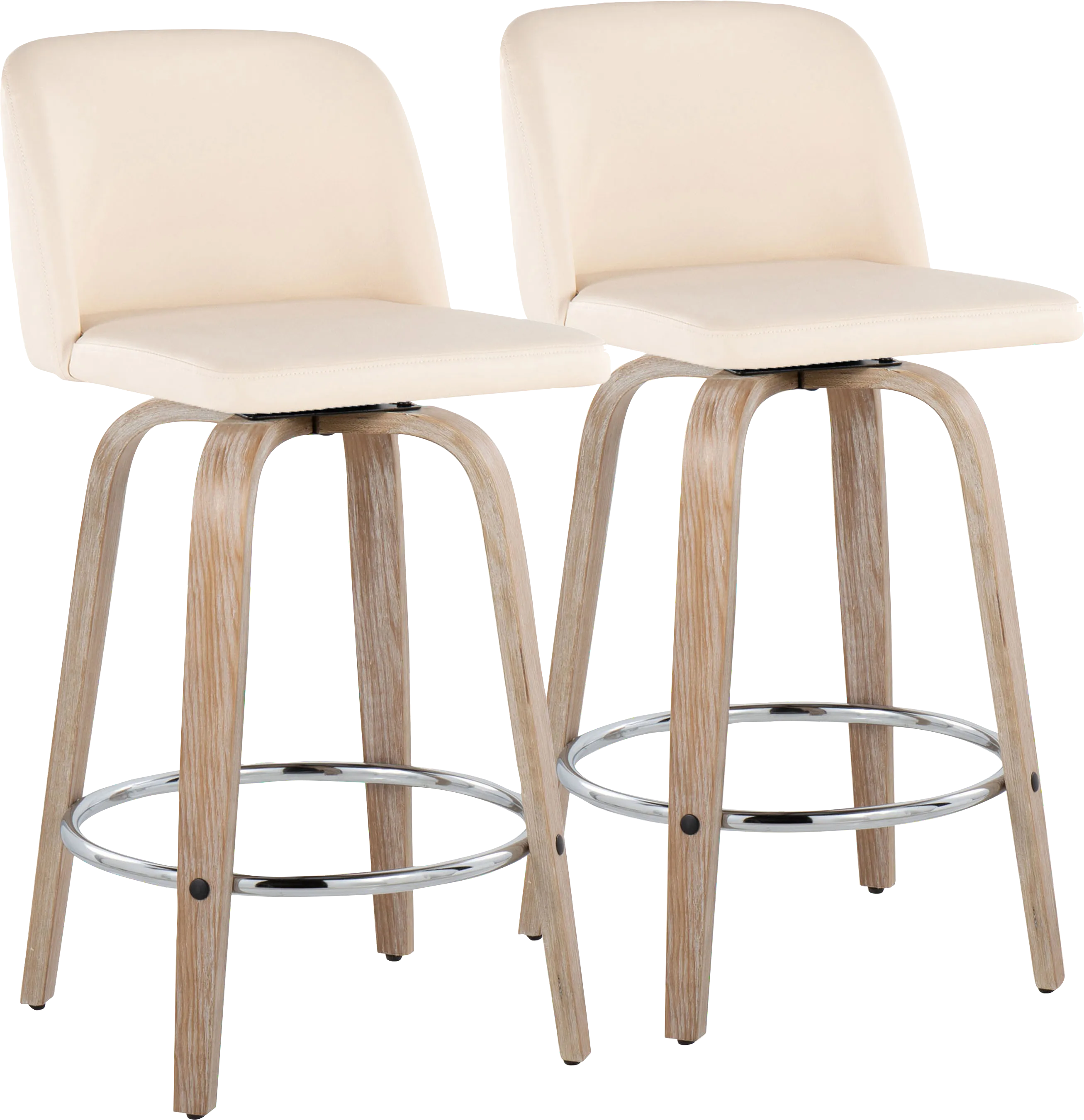 Wymering XII Cream Swivel Counter Height Stool, Set of 2 - Thumbnail - Image 1