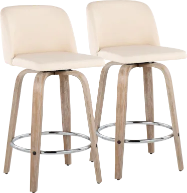 Wymering XII Cream Swivel Counter Height Stool, Set of 2