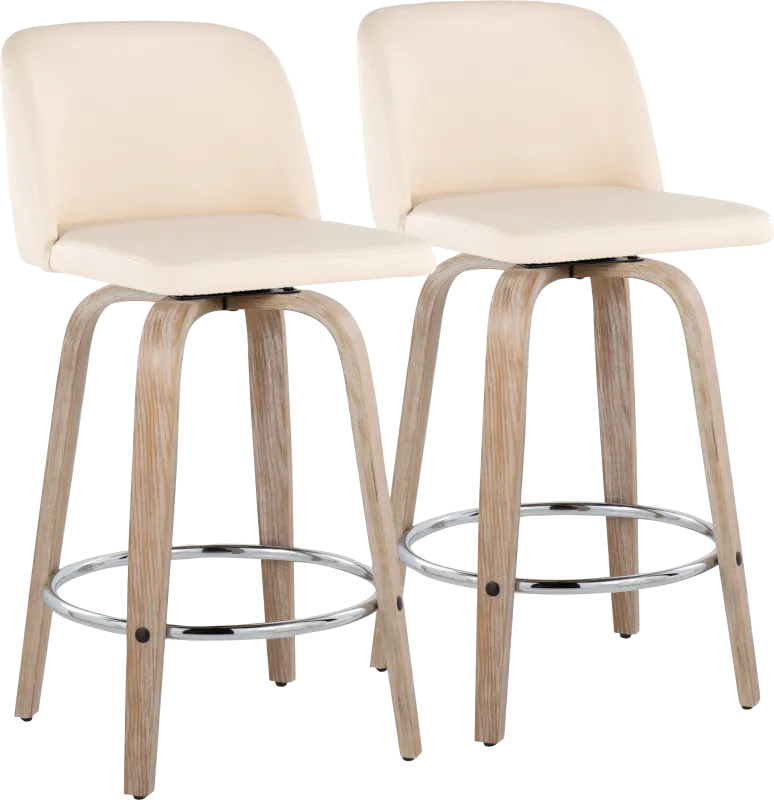 Wymering XII Cream Swivel Counter Height Stool, Set of 2