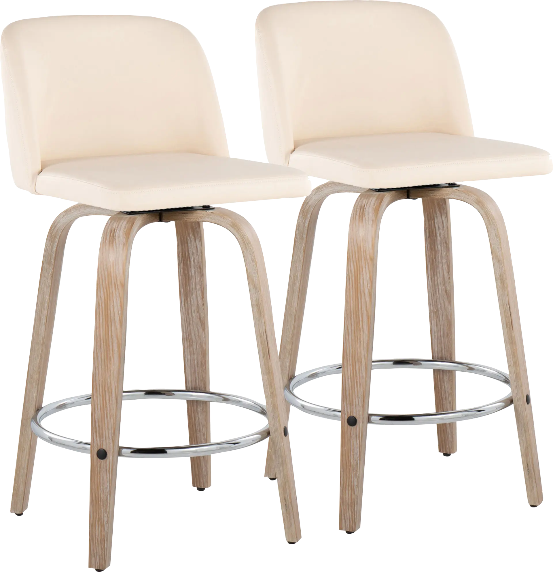 Wymering XII Cream Swivel Counter Height Stool, Set of 2