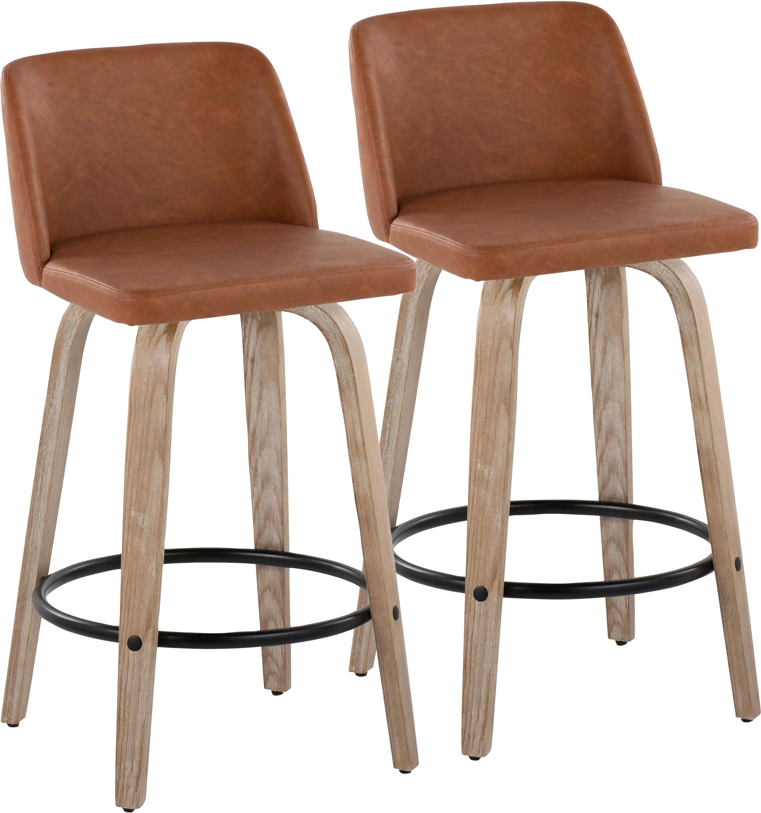 Wymering XIV Camel Swivel Counter Height Stool, Set of 2 - Thumbnail - Image 1