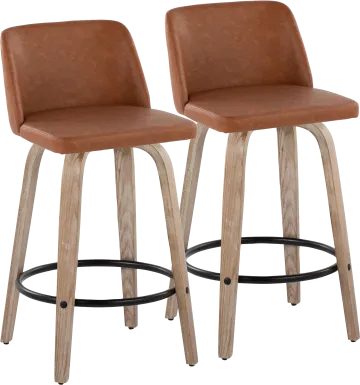 Wymering XIV Camel Swivel Counter Height Stool, Set of 2