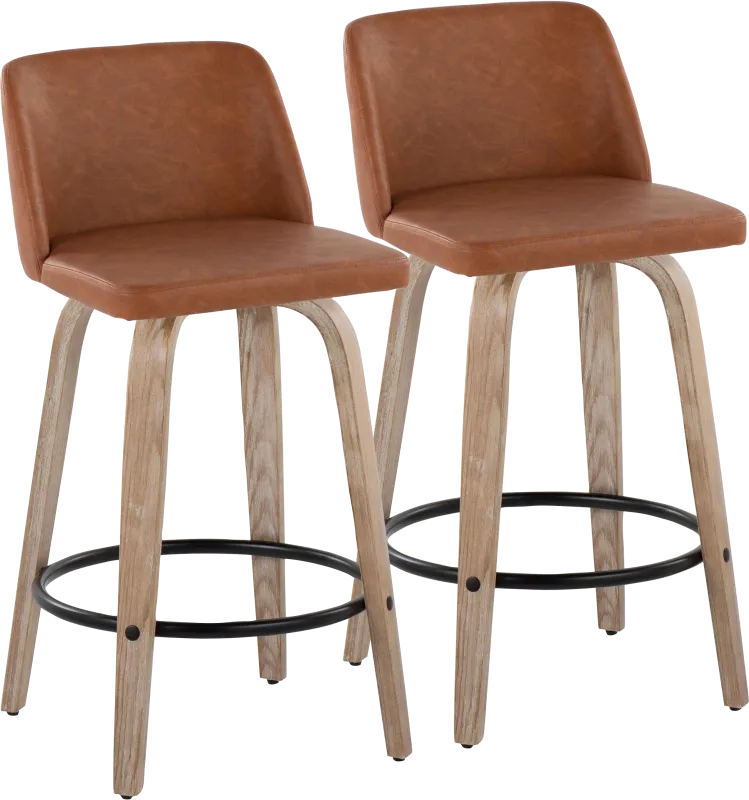 Wymering XIV Camel Swivel Counter Height Stool, Set of 2