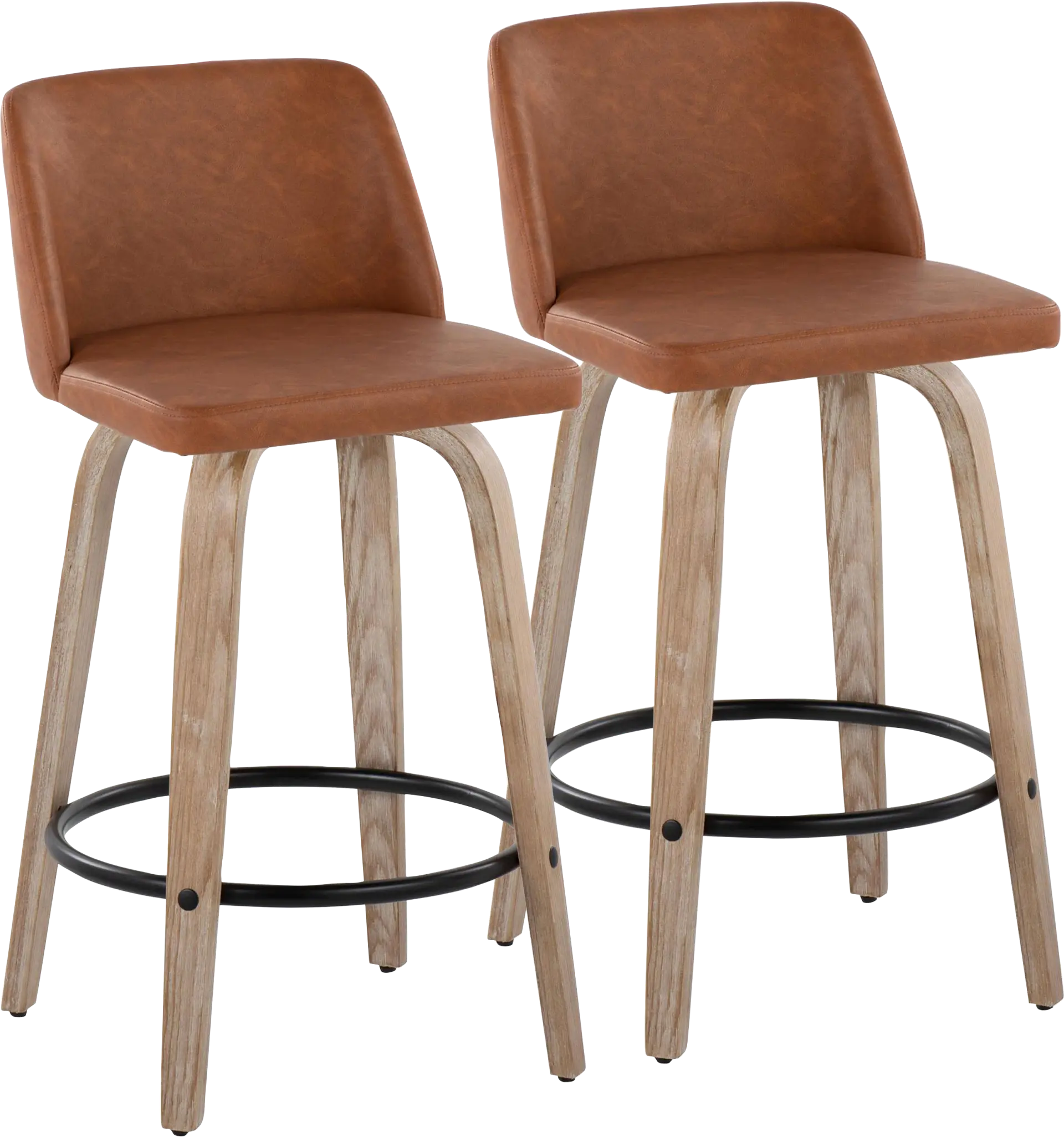 Wymering XIV Camel Swivel Counter Height Stool, Set of 2