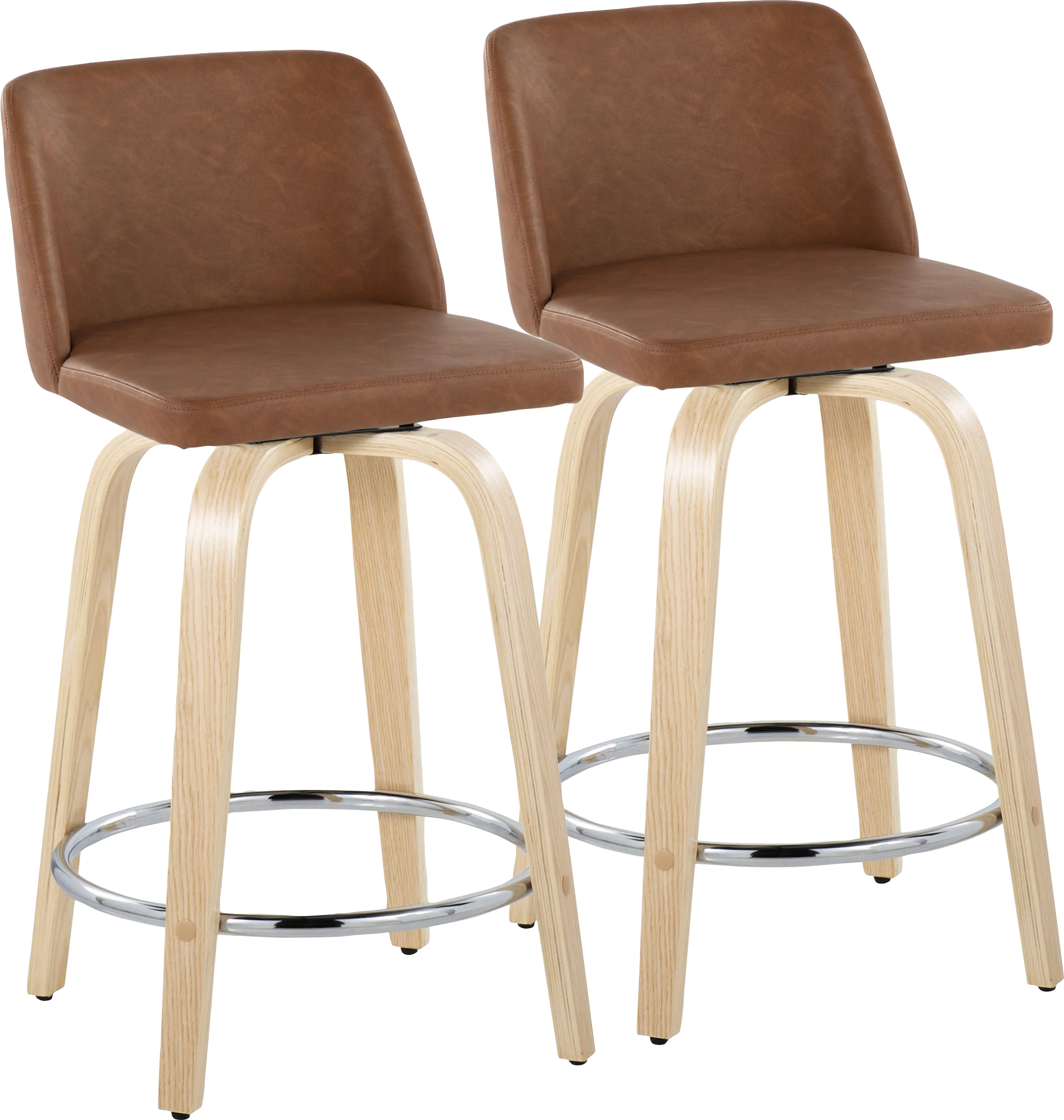 Wymering XVI Camel Swivel 24" Counter Height Stool, Set of 2 - Thumbnail - Image 1
