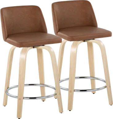 Wymering XVI Camel Swivel 24" Counter Height Stool, Set of 2