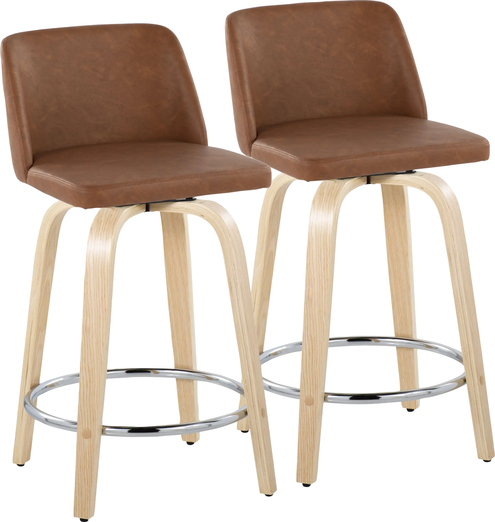 Wymering XVI Camel Swivel 24" Counter Height Stool, Set of 2