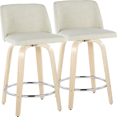 Wymering XVII Cream Swivel 24" Counter Height Stool, Set of 2