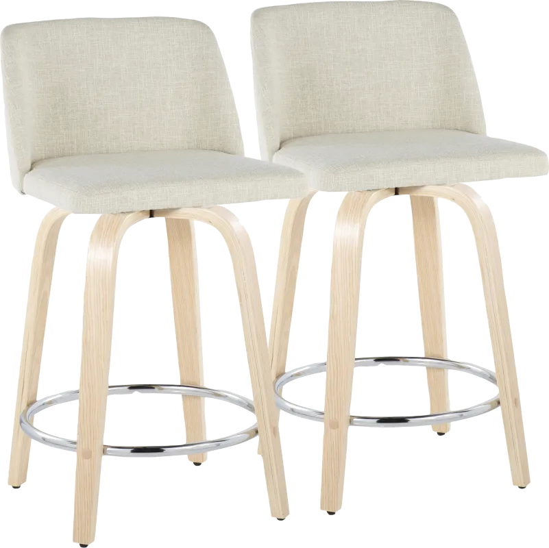 Wymering XVII Cream Swivel 24" Counter Height Stool, Set of 2