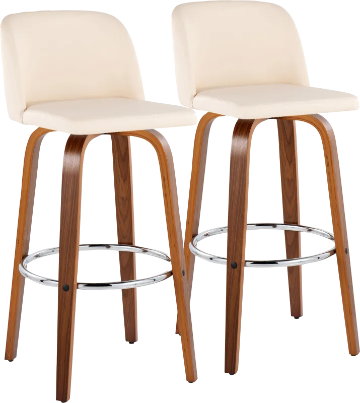 Wymering X Cream Swivel Barstool, Set of 2