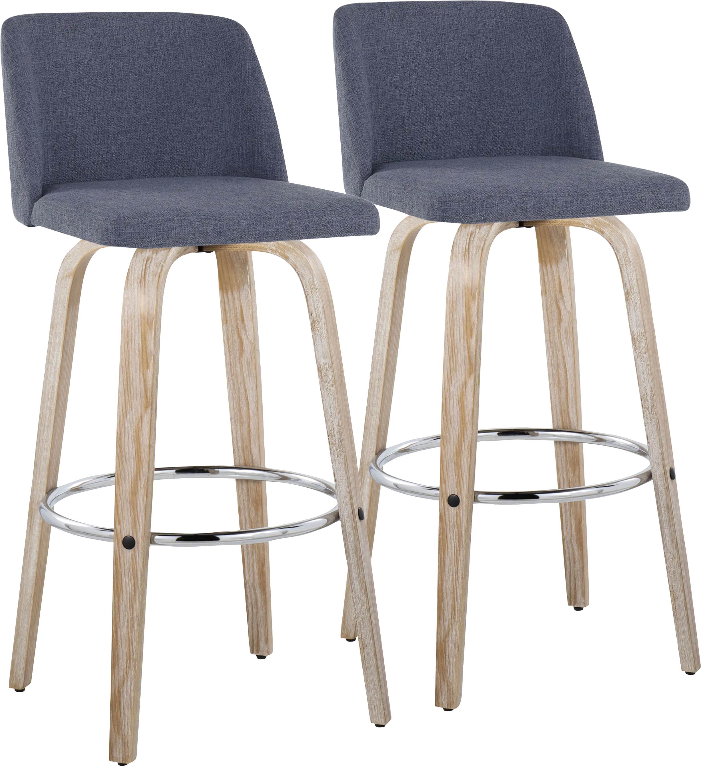 Wymering XII Blue Swivel Barstool, Set of 2