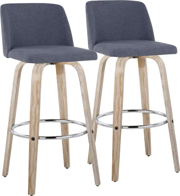 Wymering XII Blue Swivel Barstool, Set of 2