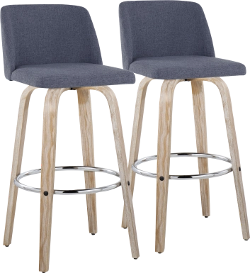 Wymering XII Blue Swivel Barstool, Set of 2