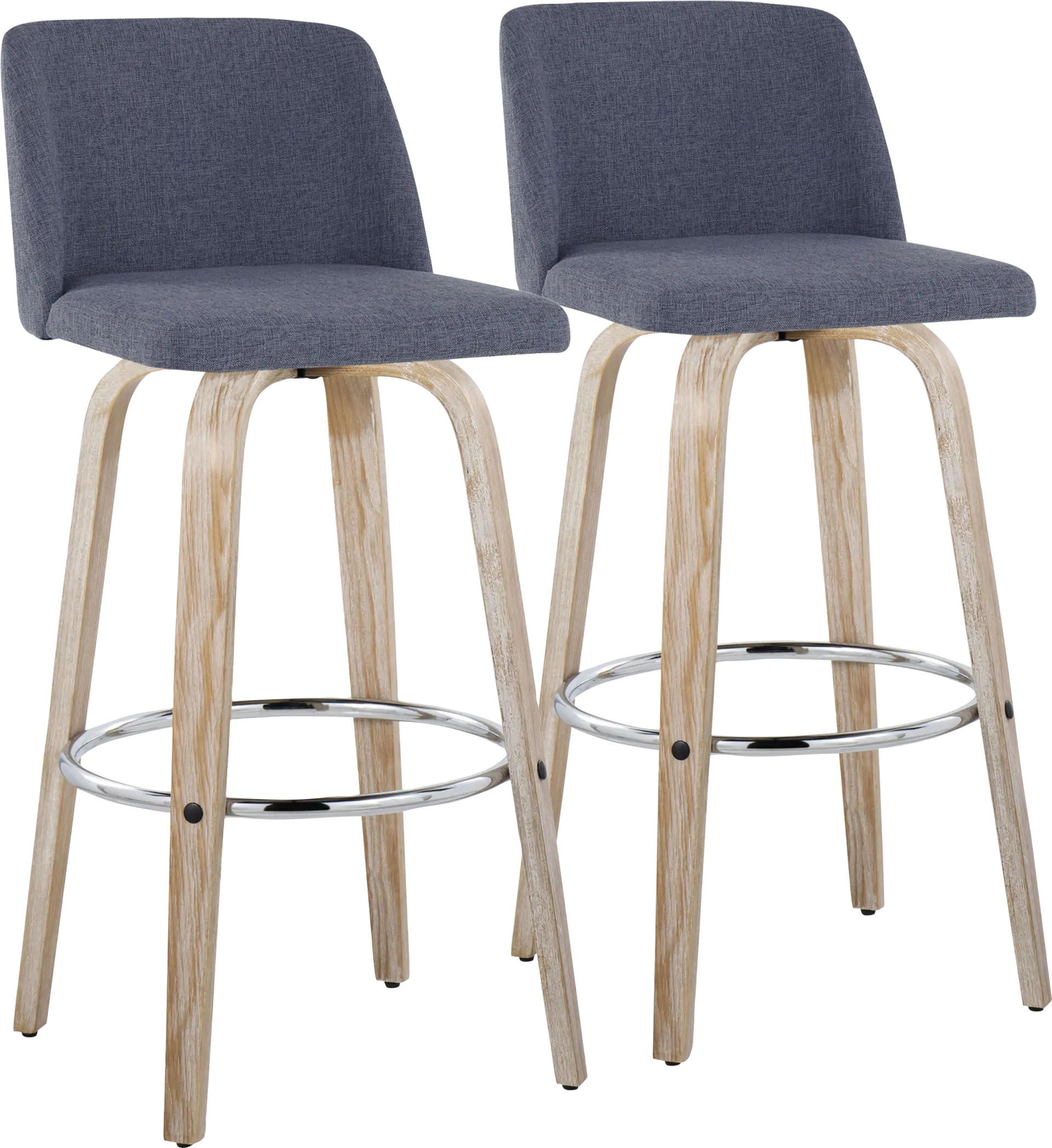 Wymering XII Blue Swivel Barstool, Set of 2
