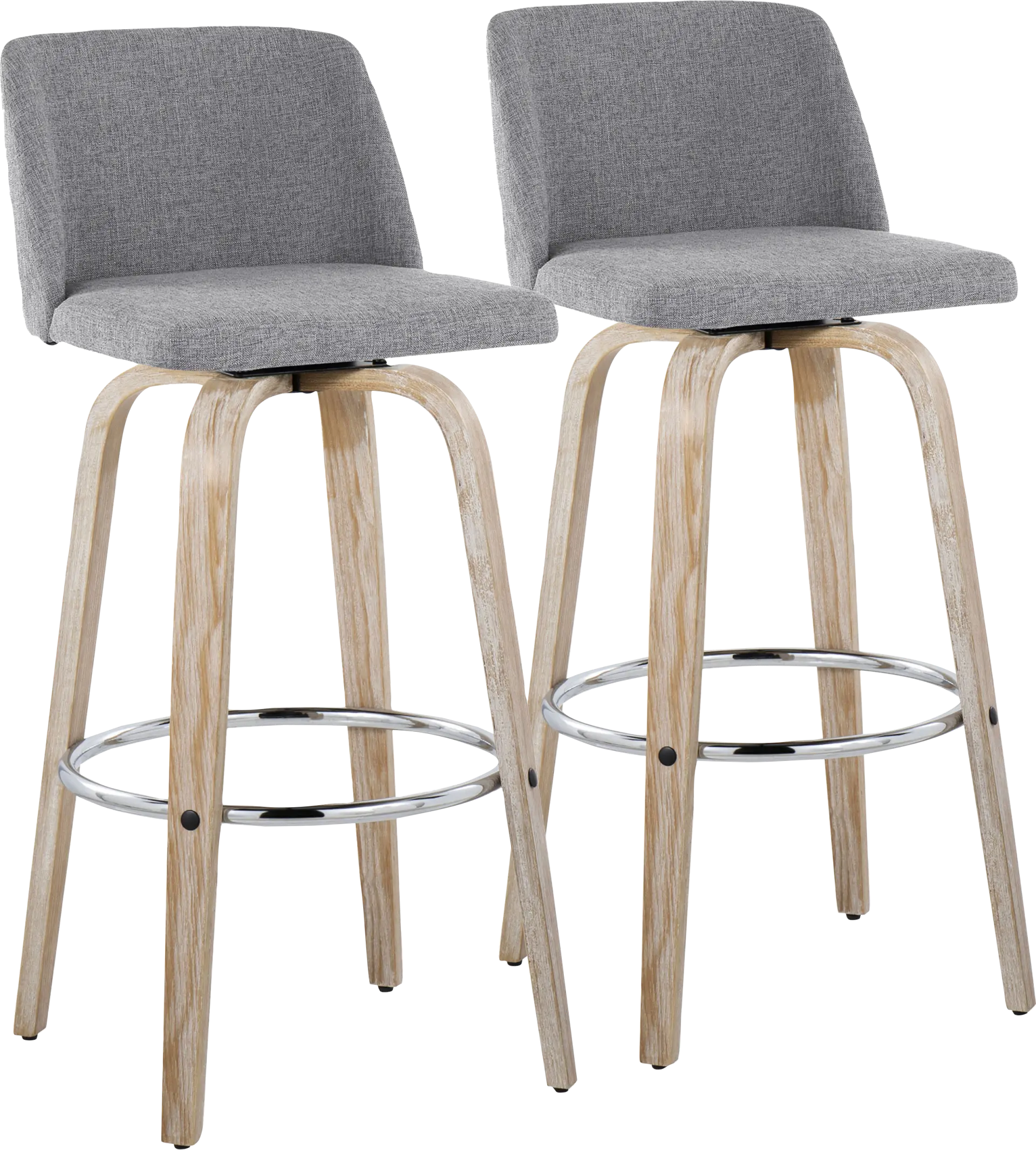 Wymering XII Gray Swivel Barstool, Set of 2
