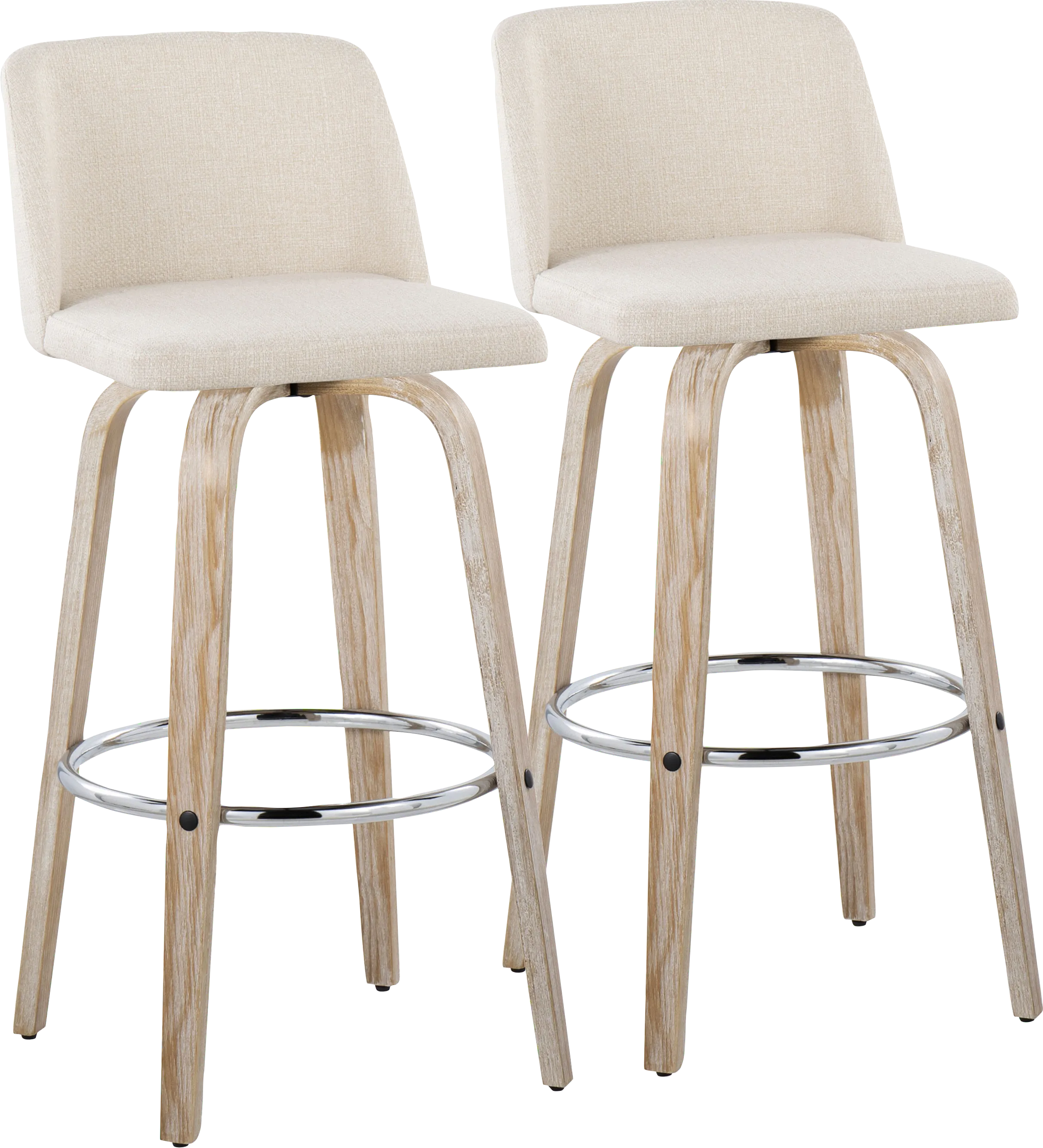 Wymering XII Cream Swivel Barstool, Set of 2 - Thumbnail - Image 1