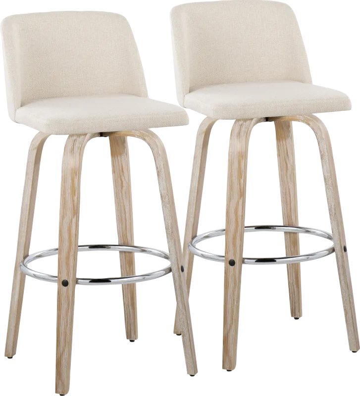 Wymering XII Cream Swivel Barstool, Set of 2
