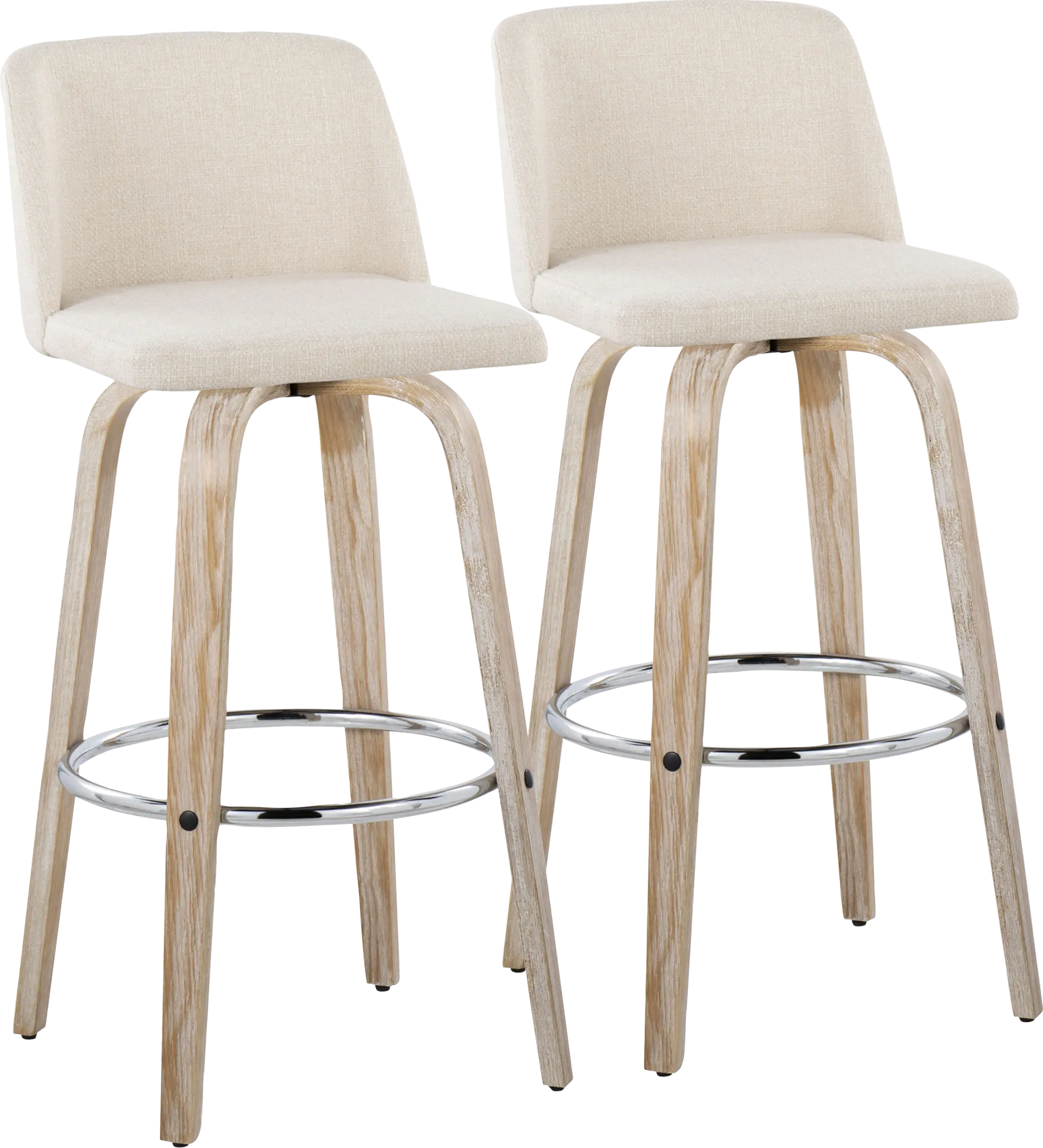 Wymering XII Cream Swivel Barstool, Set of 2