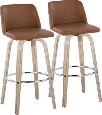 Wymering XIII Camel Swivel Barstool, Set of 2